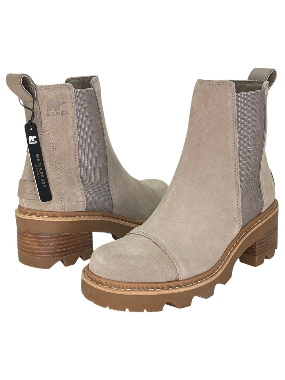 Sorel Joan Now Taupe Suede Waterproof Womens Chelsea Ankle Boots Size 8.5M - Picture 9 of 11